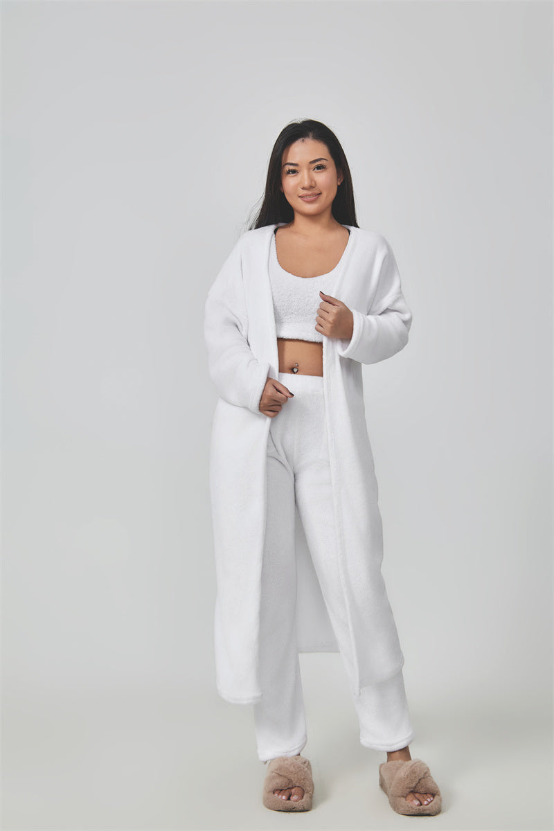 Cozy Pajama Set, 3 Piece Lounge Set, Cute Loungewear, Warm Suit Sets, Matching Set, Lounge Set, 3 Piece Pant Sets, Women Winter Dress - CanvasSphere #