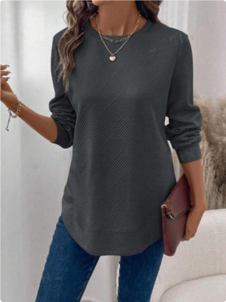 Women's Crew Neck Casual Long Sleeve Shirt - CanvasSphere #