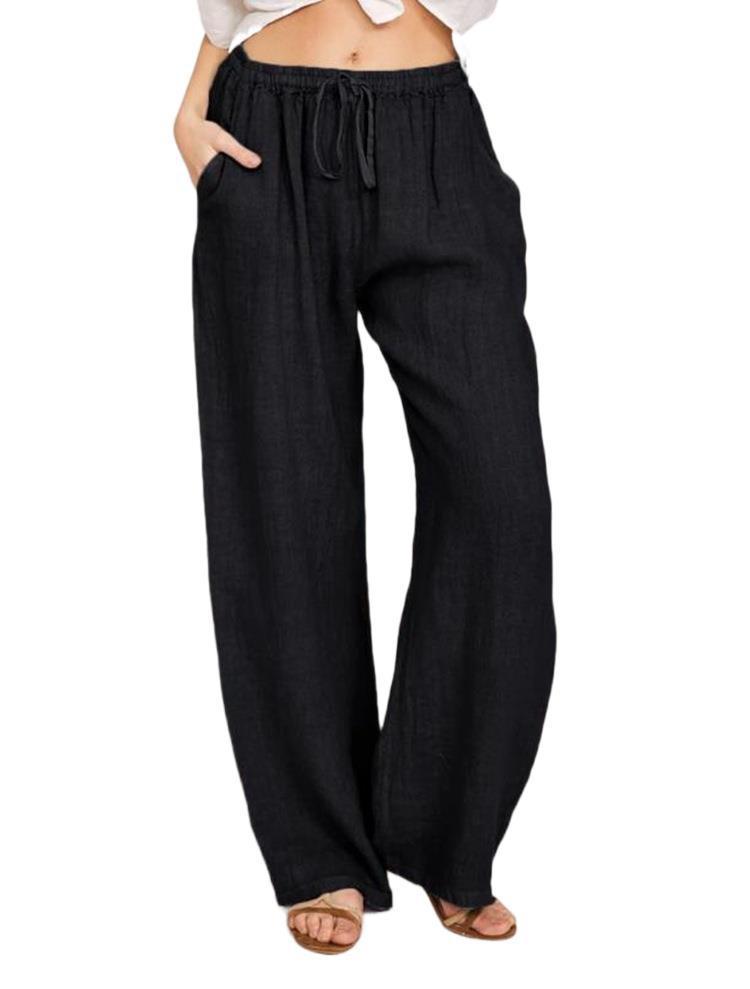 Women's Casual Cotton And Linen Loose Yoga Pants - CanvasSphere #