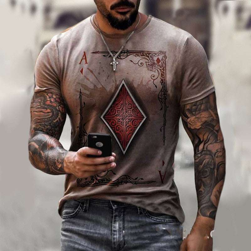 Playing Card Printing Men's T-Shirt Top