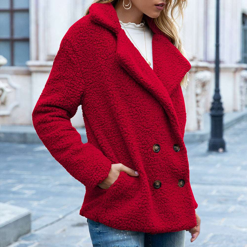 Loose Lapel Fluffy Coat Winter Button Jacket Cardigan Outwear For Women Clothing - CanvasSphere #