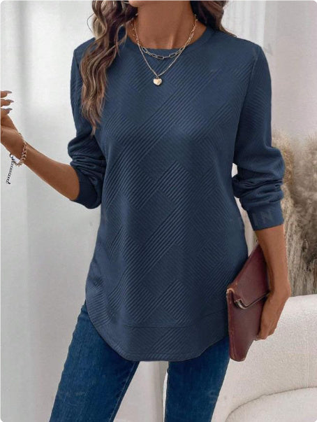 Women's Crew Neck Casual Long Sleeve Shirt - CanvasSphere #