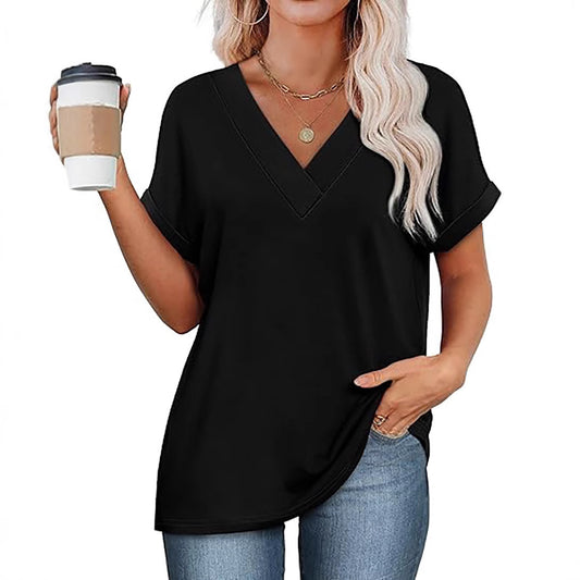 Women's Short Top Batwing Sleeve Shirt - CanvasSphere