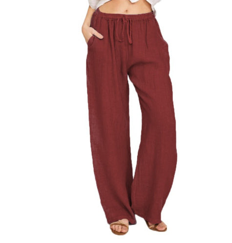 Women's Casual Cotton And Linen Loose Yoga Pants - CanvasSphere #