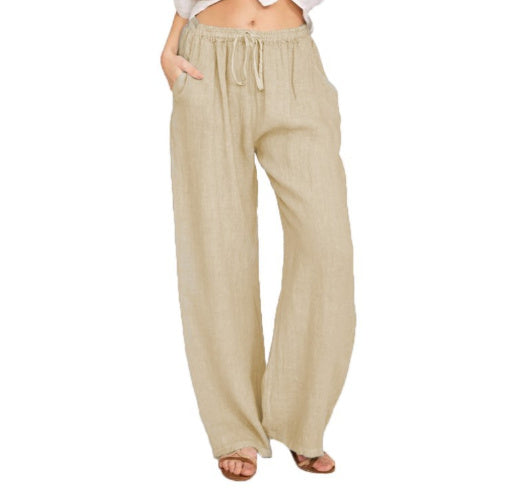 Women's Casual Cotton And Linen Loose Yoga Pants - CanvasSphere #