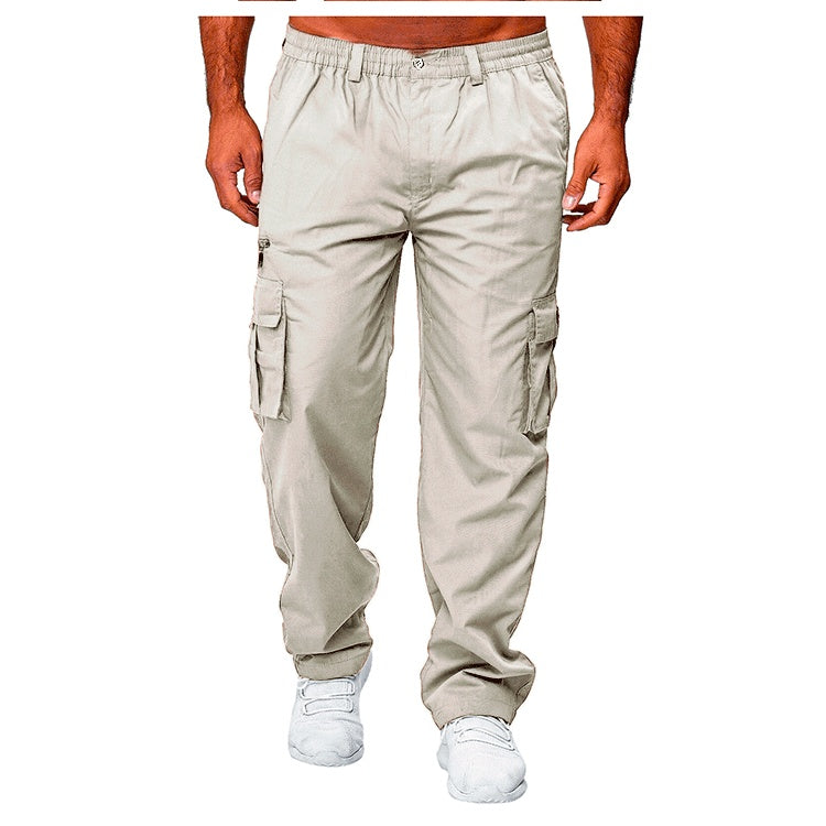 Men's Casual Multi-pocket Loose Straight Cargo Pants - CanvasSphere #