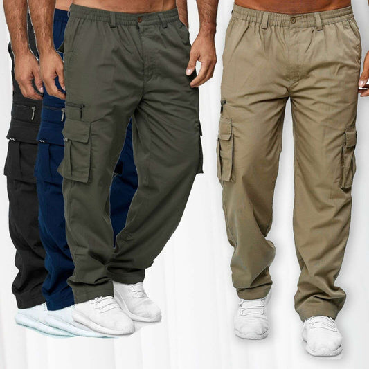 Men's Casual Multi-pocket Loose Straight Cargo Pants - CanvasSphere #