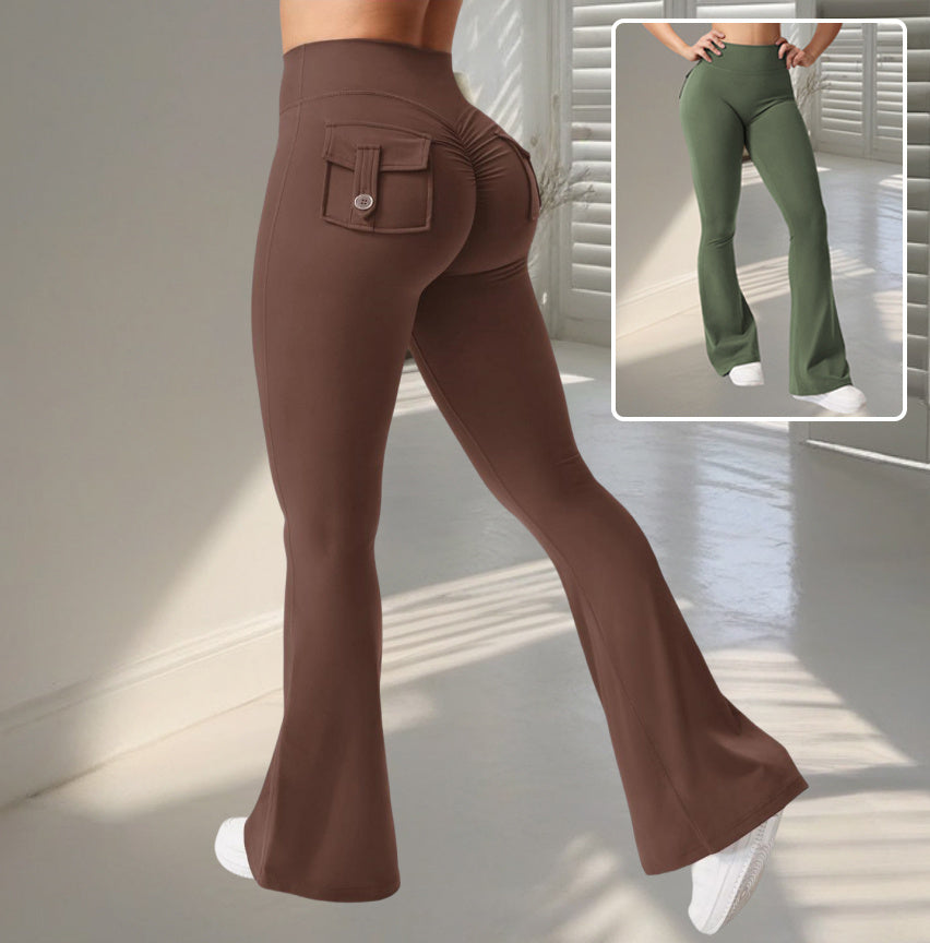 Yoga Flared Pants with Pockets | Booty Lifting Workout Leggings