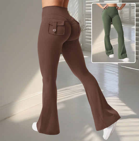 Yoga Flared Pants with Pockets | Booty Lifting Workout Leggings