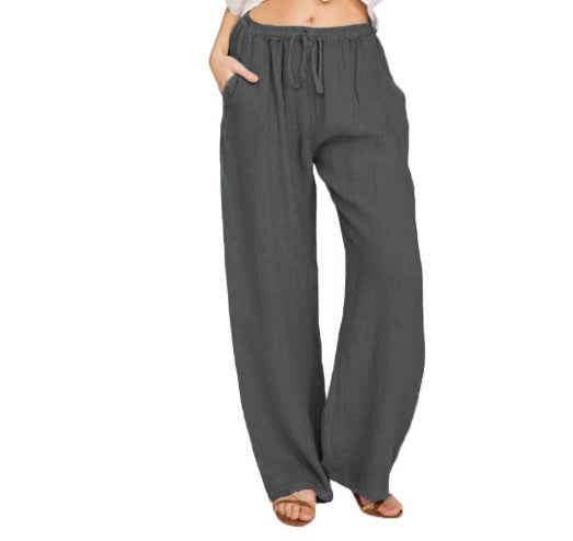 Women's Casual Cotton And Linen Loose Yoga Pants - CanvasSphere #