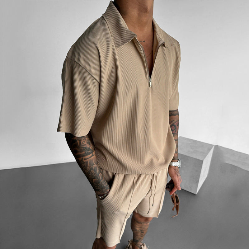 Casual Short Sleeve Shirts and Shorts Men's Set