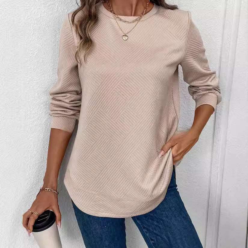 Women's Crew Neck Casual Long Sleeve Shirt - CanvasSphere #